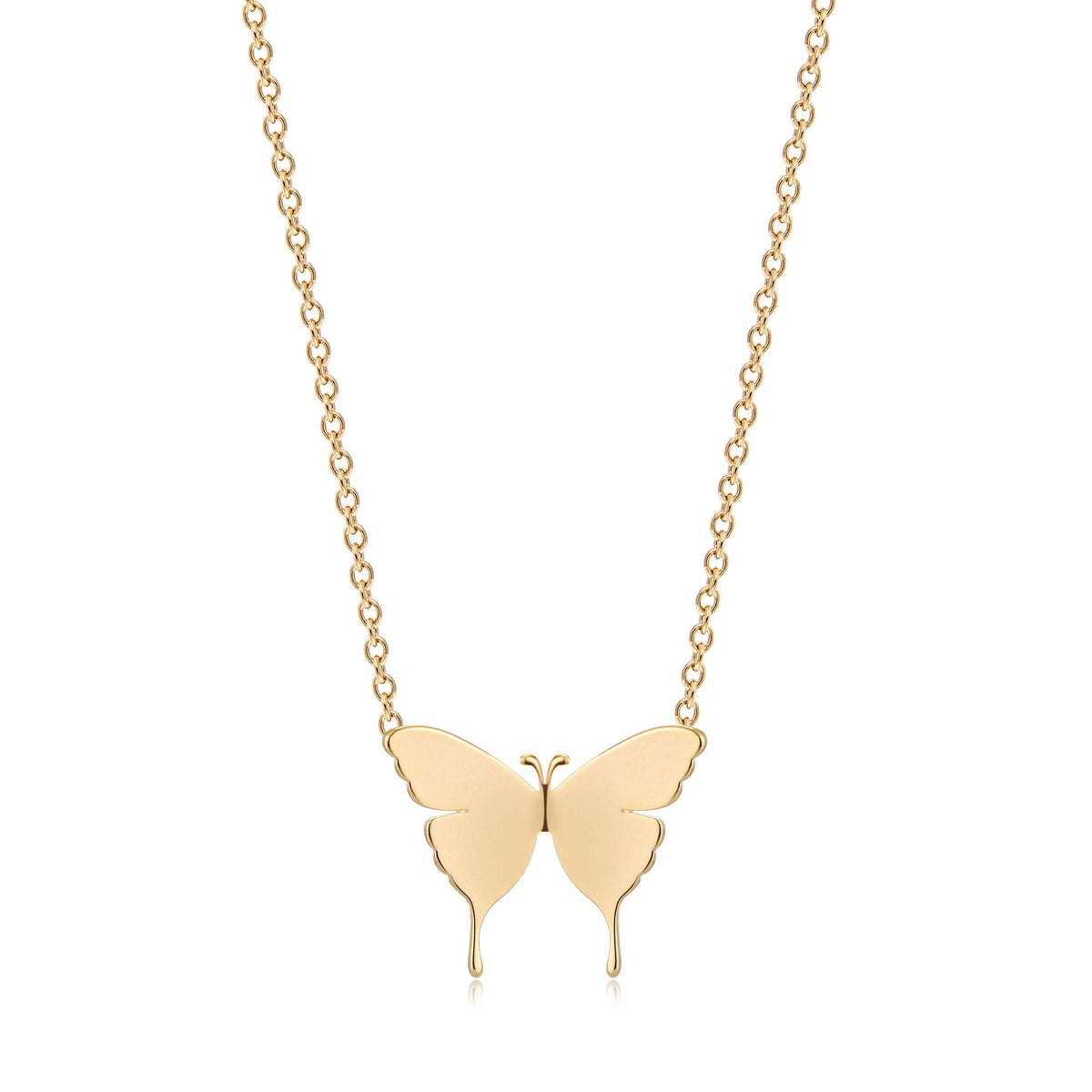 MEVECCO Dainty Polished Butterfly Initial Necklace for Women