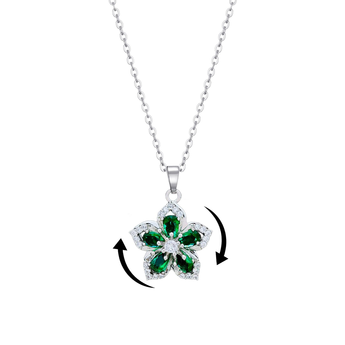 Necklace for Women Gold Flower Fidget Necklace Rotatable Crystal Silver Blossom Pendant Necklaces Adjustable Spinning Fidget Necklaces Redbud Flower Choker Funny Gift Jewelry
