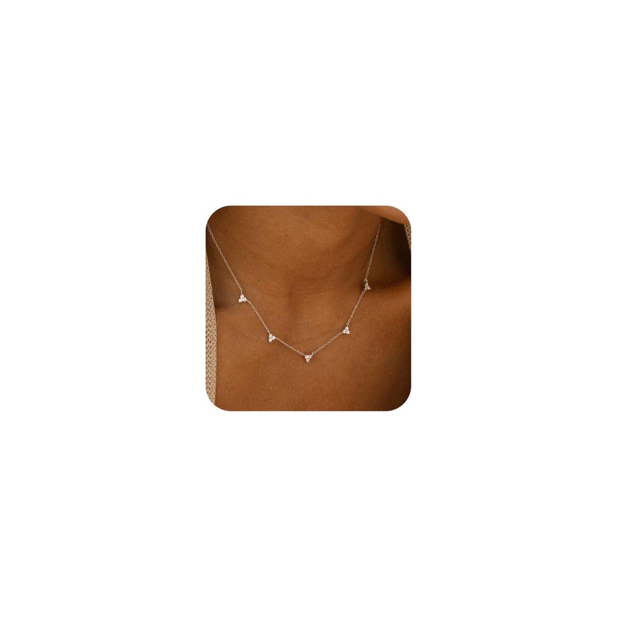 Dainty Silver Gold Necklaces for Women Cute Station Choker Simulated Diamond Necklace Simple Layering CZ Necklace Trendy Jewelry Gifts
