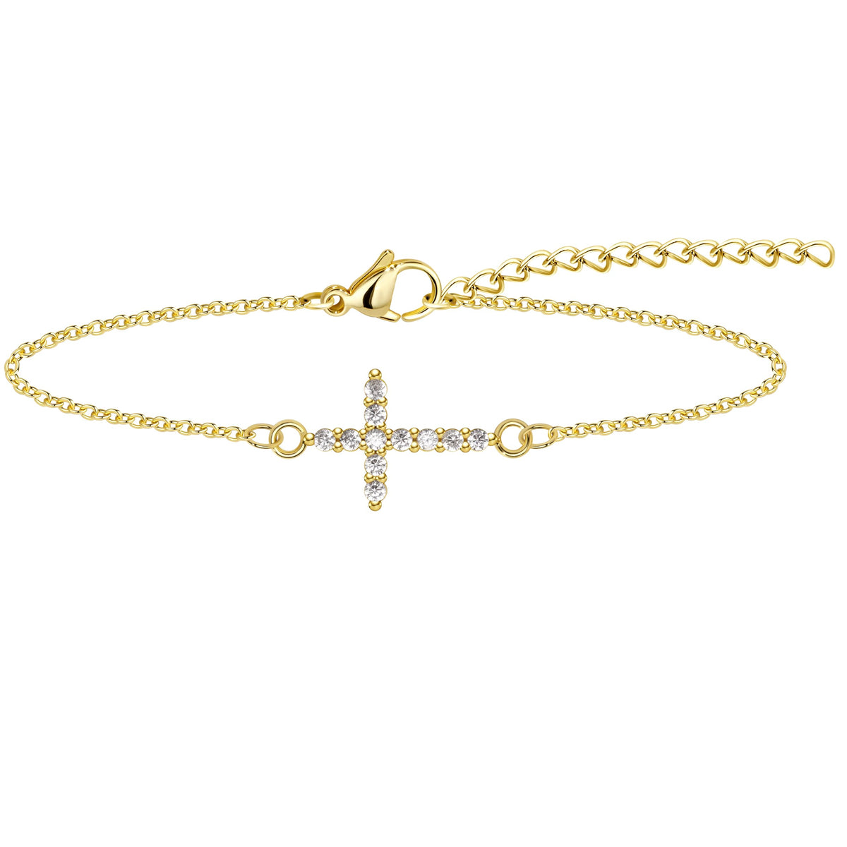 3mm Diamond Classic Tennis Bracelet for Women, Dainty Gold-Plated Charm Bracelet Set with Cross, Heart, Evil Eye, Pearl, Starfish and Seashell Designs