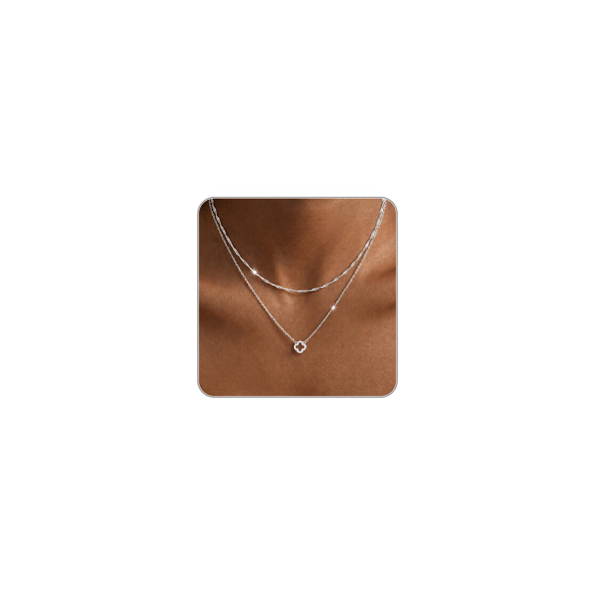 Dainty Gold Necklaces for Women Trendy Non Tarnish 14K Gold Plated Cubic Zirconia Necklace Layered Simple Cute Four Leaf Clover Choker Jewelry Birthday Gifts