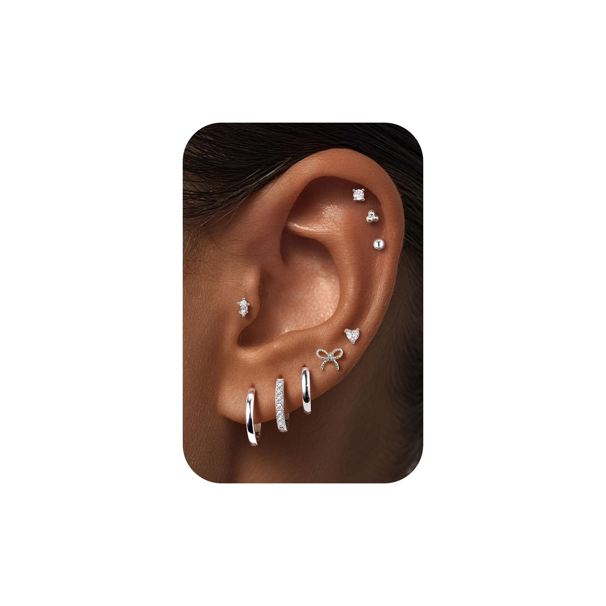 M MOOHAM 9 Pairs Flat Back Earring Stack Set for Women Teen Girls