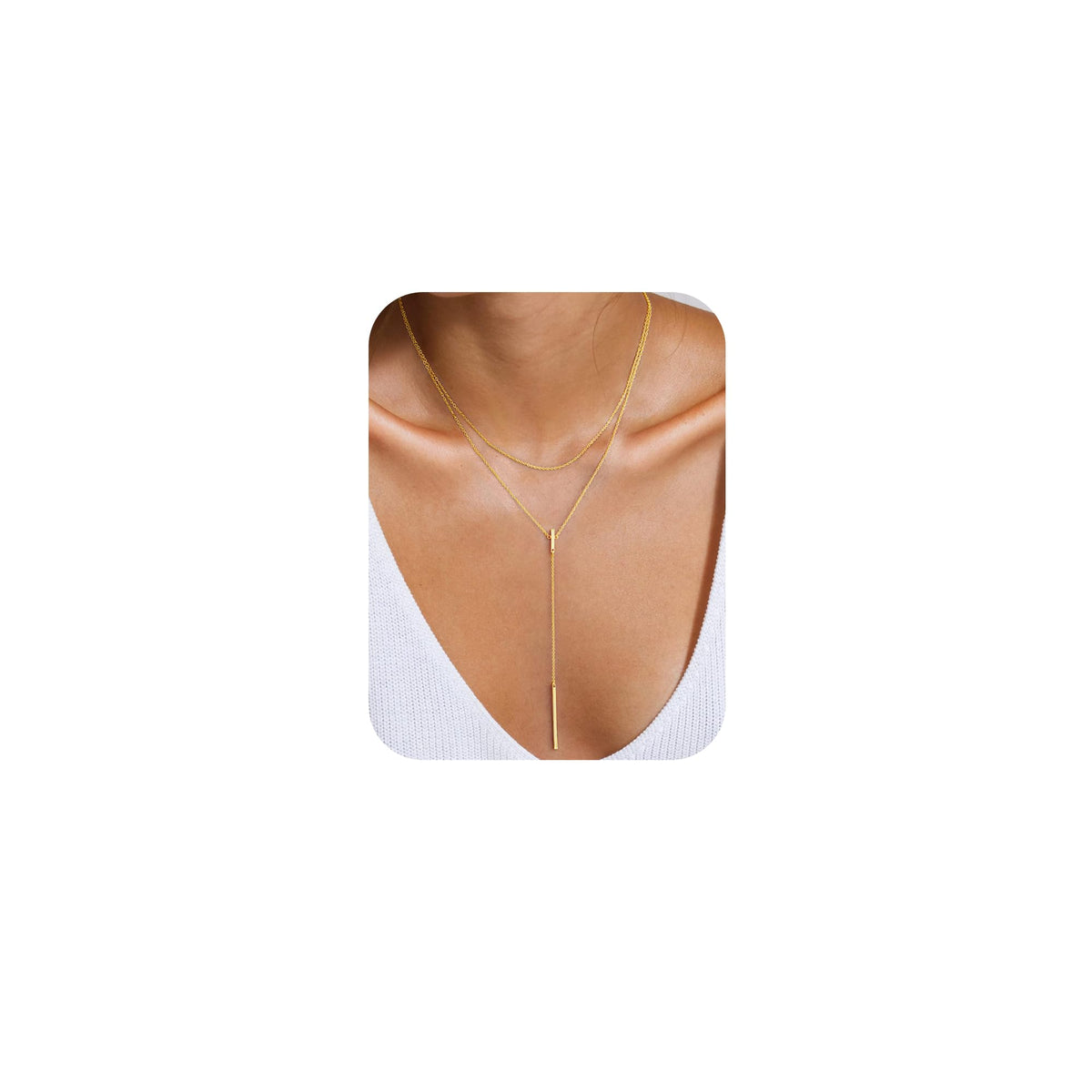 Yoosteel Long 14K-Gold-Plated Necklace for Women,Layered Lariat Necklaces