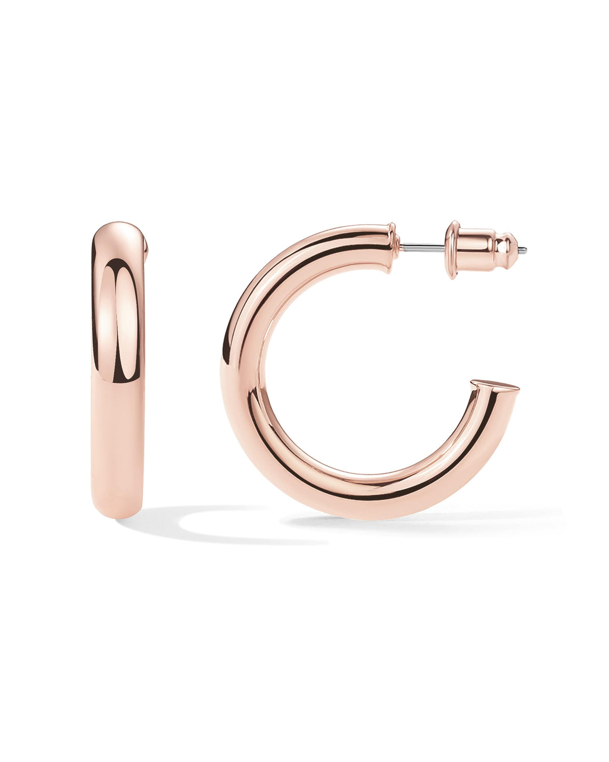 PAVOI Chunky Gold Hoop Earrings for Women, Lightweight 14K Gold Plated