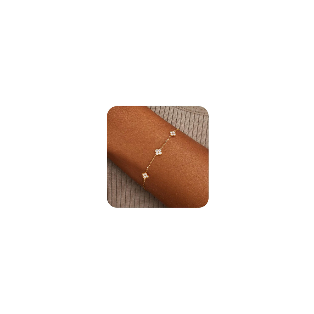 Birthstone Gold Clover Bracelet for women Dainty Cute bracelets