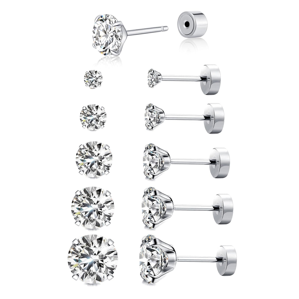 Kainier Women's 14K Gold Plated CZ Stud Earrings Hypoallergenic studs