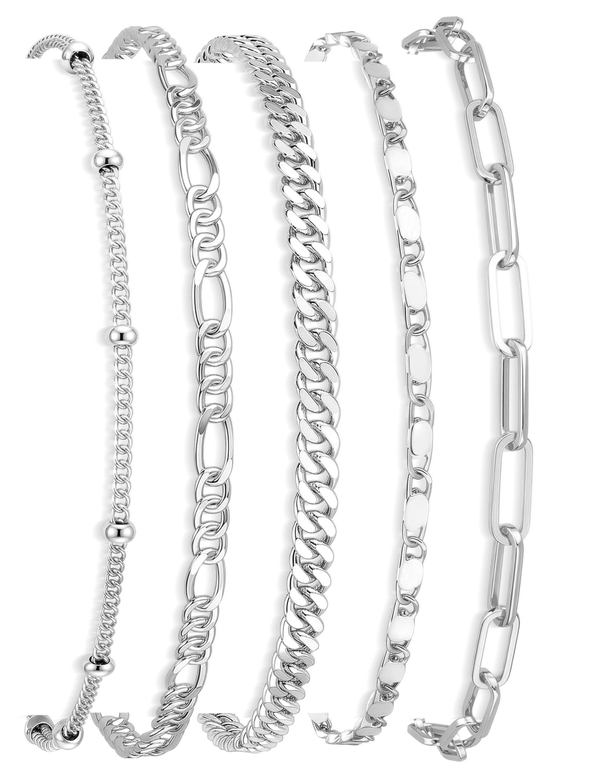 Gokeey Gold Bracelets Set for Women Non Tarnish Trendy,14K Gold Plated Dainty Stackable Paperclip Cuban Link Chain Bracelets, Simple Cute Cuff Bracelets Jewelry Set Adjustable 7"+2"