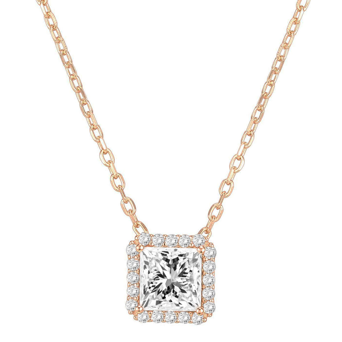 PAVOI 14K Gold Plated Post Faux Diamond Round Solitaire Pendant Halo Necklace | Gold Necklace for Women | Slider Adjustable