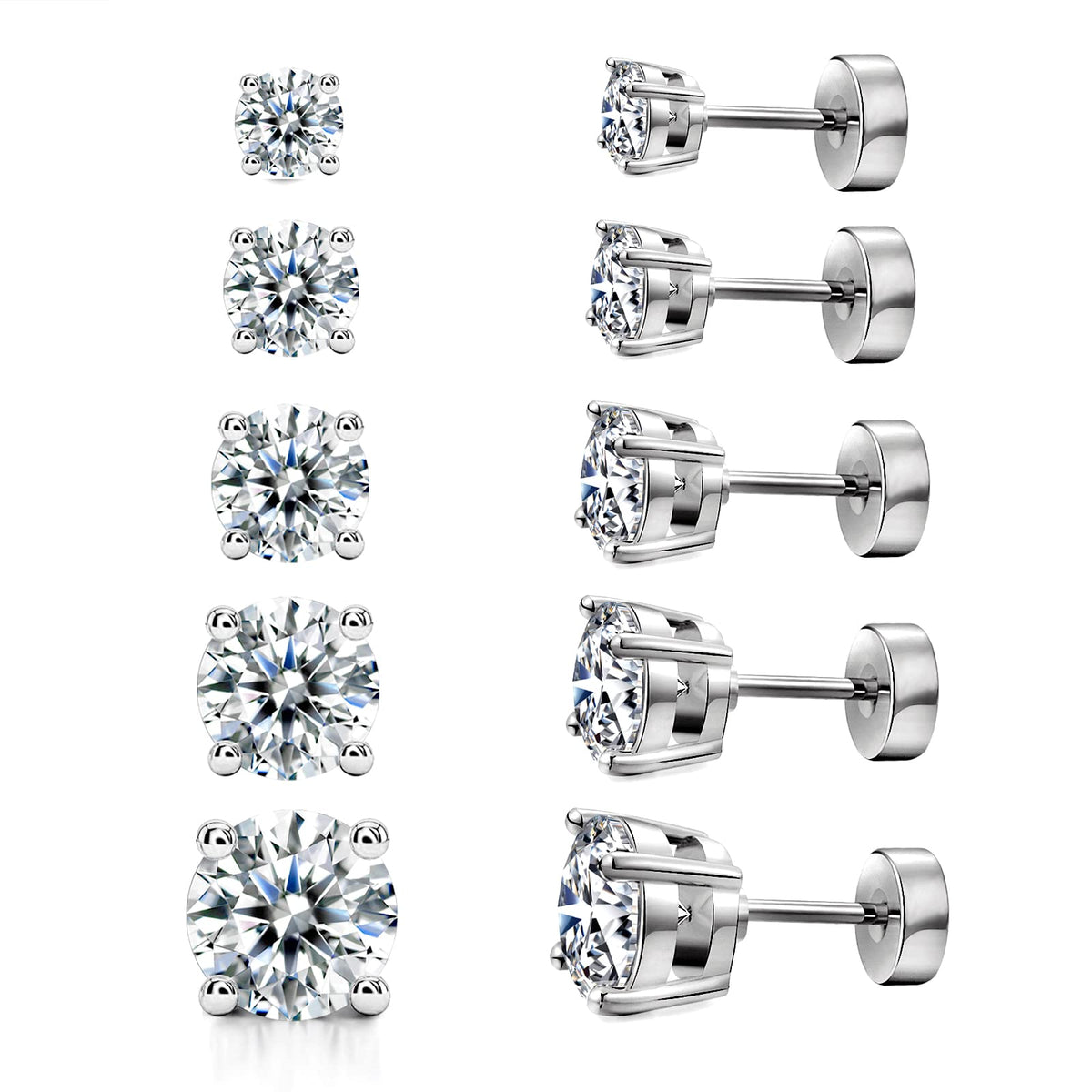 Kainier Women's 14K Gold Plated CZ Stud Earrings Hypoallergenic studs