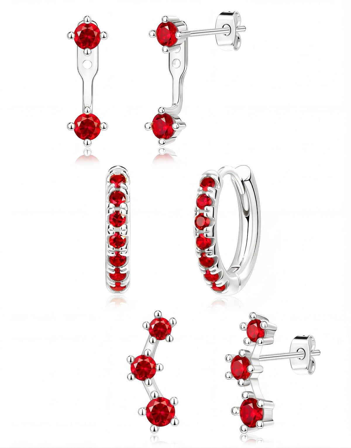 3 Pairs Dainty Small Earrings Set for Women Trendy, Birthstone Stud Huggie Hoop Jacket Stack for Cartilage Helix, Gold Plated Hypoallergenic Cute Women Fashion Accessories Western Jewelry Gifts