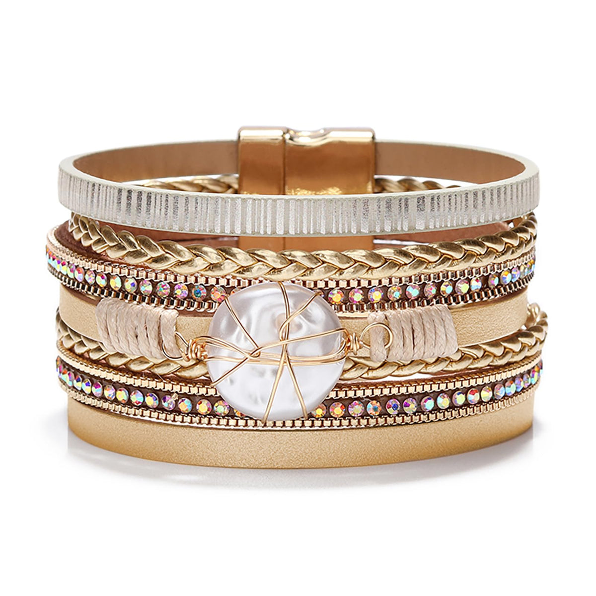 Fesciory Leather Wrap Bracelet for Women, Boho Western Layered Cuff Jewelry