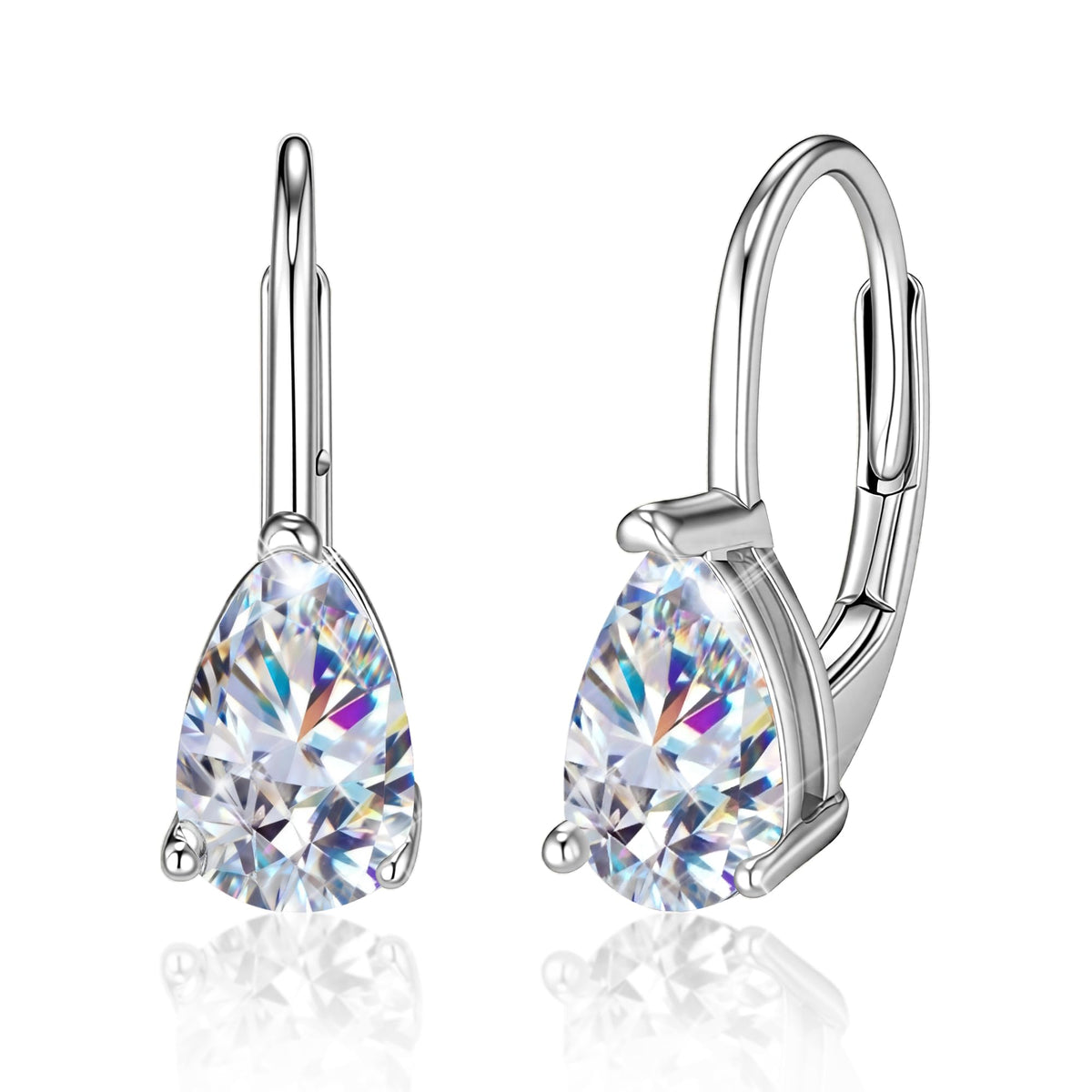 Teardrop 2.0ct (1.0ct*2) Diamond Moissanite Earrings for Women