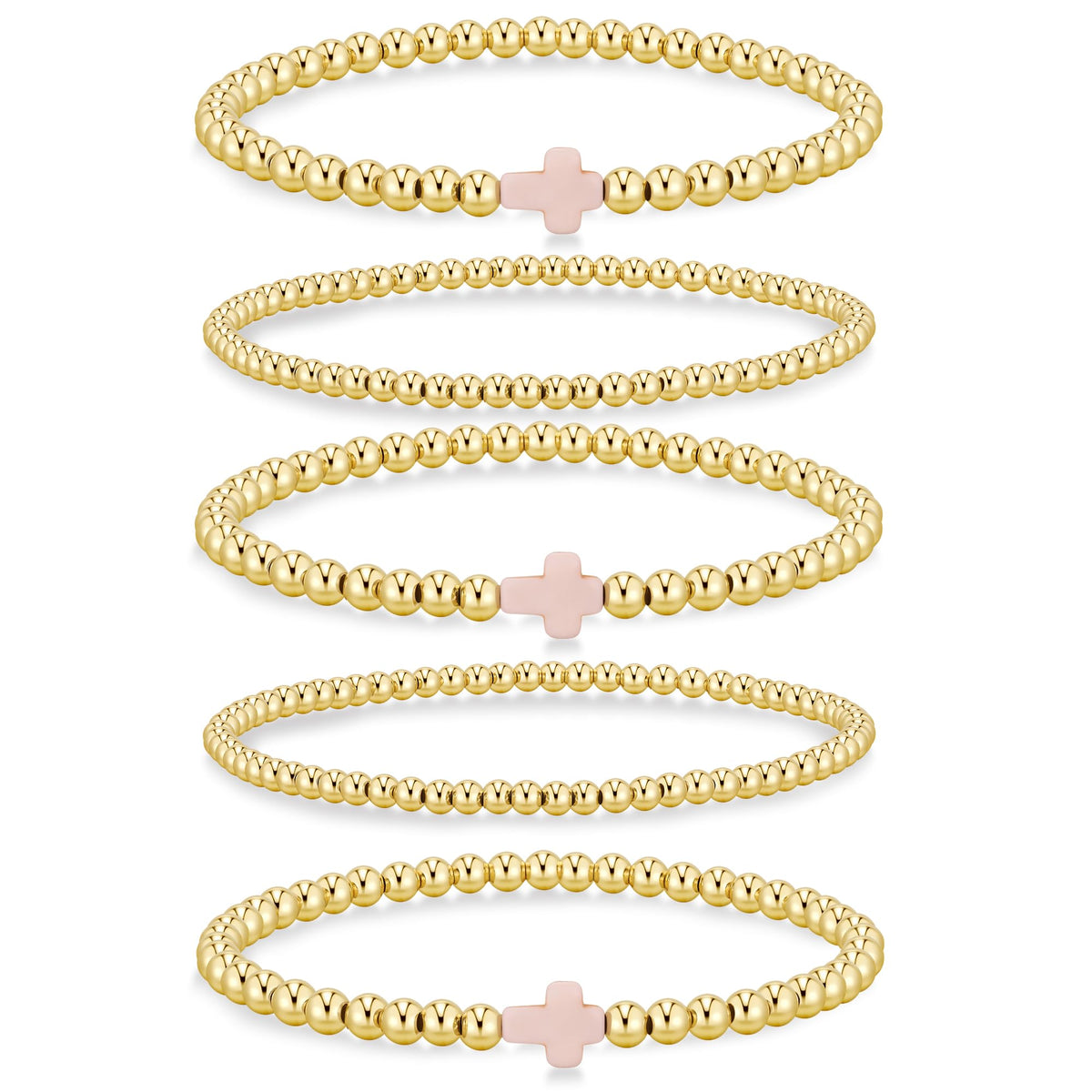 Yoosteel Gold Beaded Bracelets for Women Teen Girls, Gold Plated Jewelry
