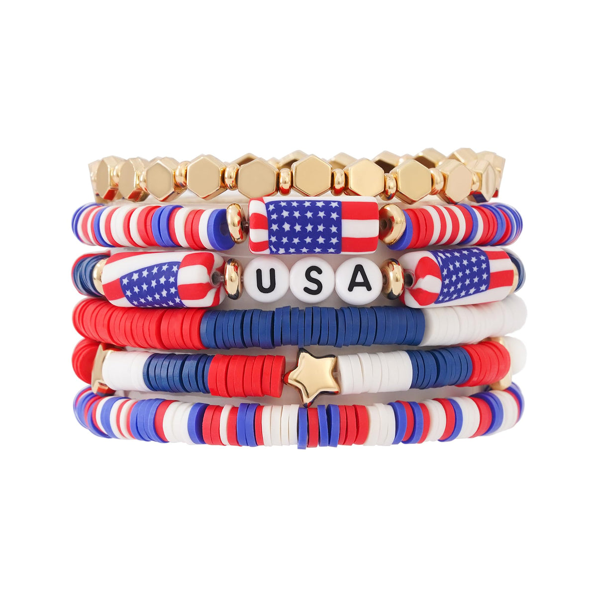 GOOJIDS Surfer Heishi Clay Bead Bracelets for Women Bohemian Stackable Gold Plated Beaded Stretch Bracelets Elastic Layering Friendship Bracelets Set Boho Jewelry