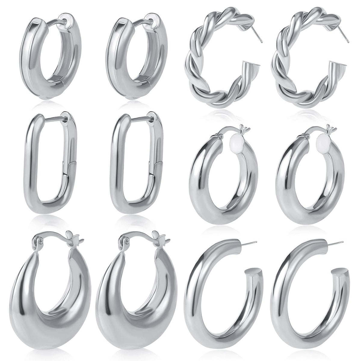 30 Pairs Chunky Gold Hoop Earrings for Women, Multipack Jewelry for Gift