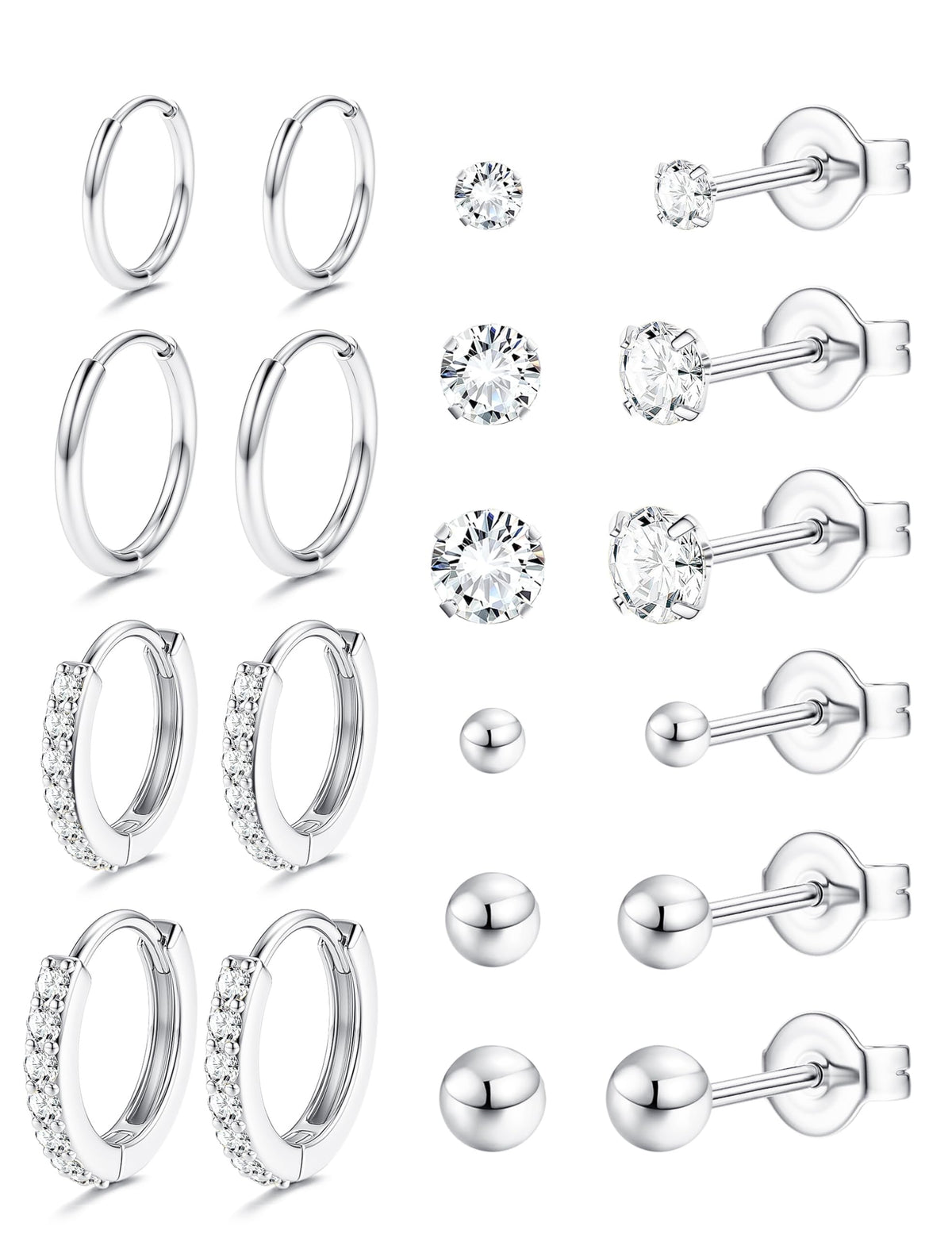 YADOCA Hypoallergenic Surgical Steel Silver Earrings for Sensitive Ears