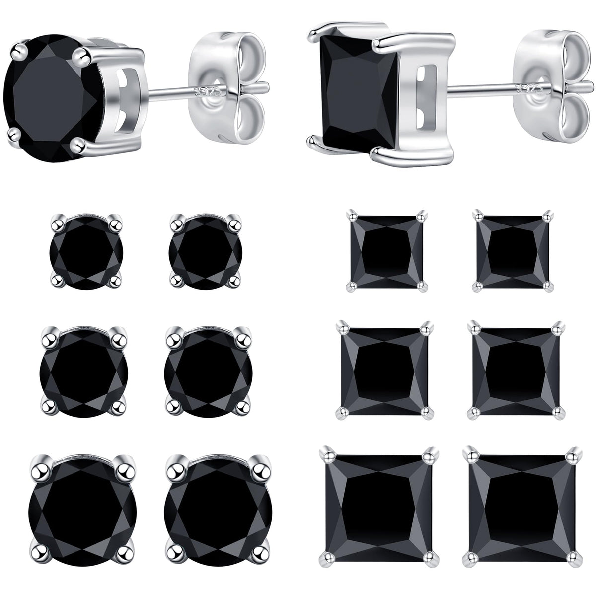 MDFUN 6 Pairs Stud Earrings for Men Women 316L Stainless Steel Earring