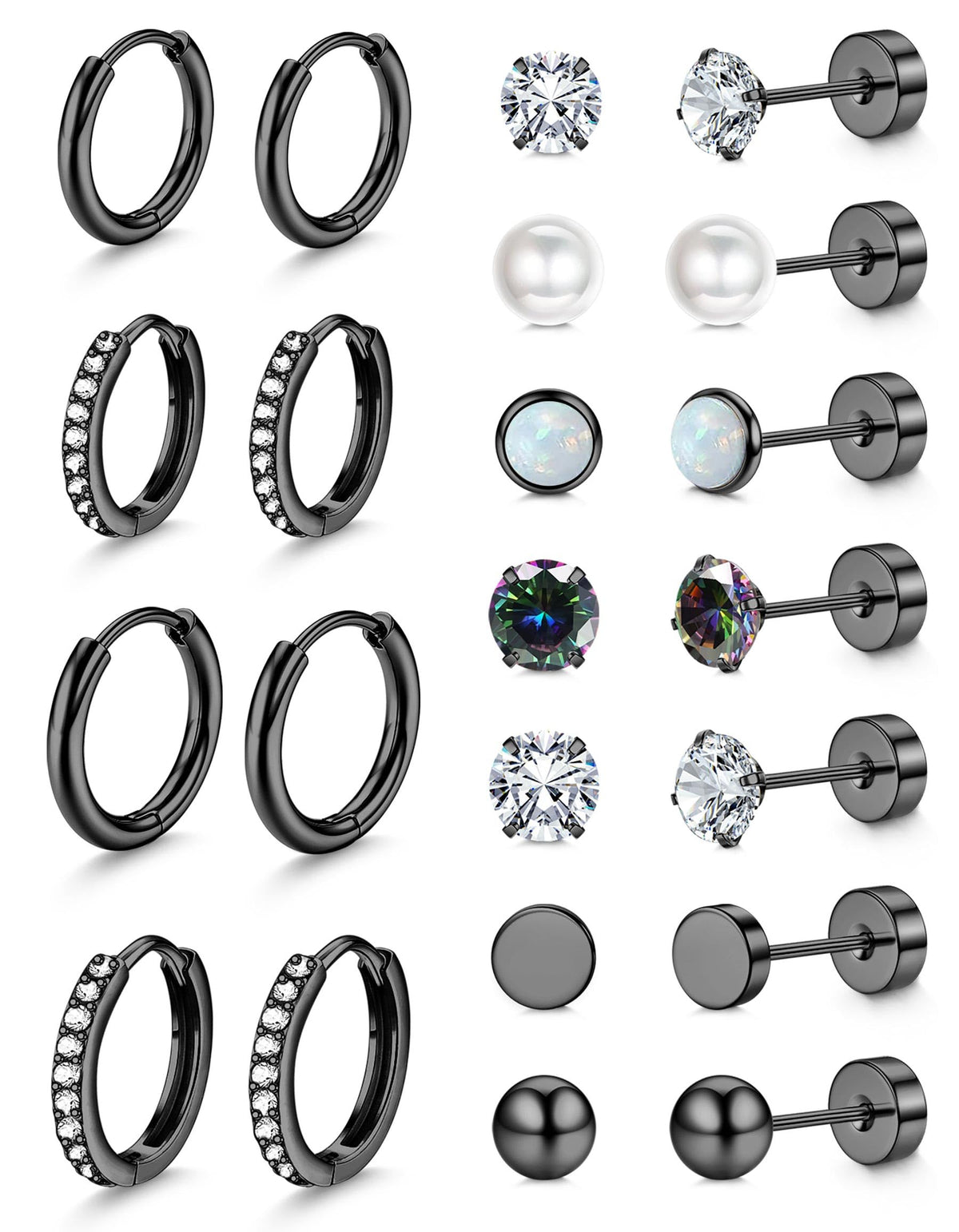Jstyle Flat Back Earrings for Women Hypoallergenic Earring Studs Hoops
