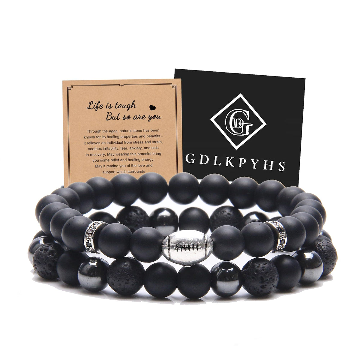 Black Obsidian Bracelet for Men - Black Tourmaline Beaded Bracelets - Mens Bracelet Set 8MM Black Onyx Hematite Lava Stone Beads Triple Protection Bracelet for Men Women Gifts