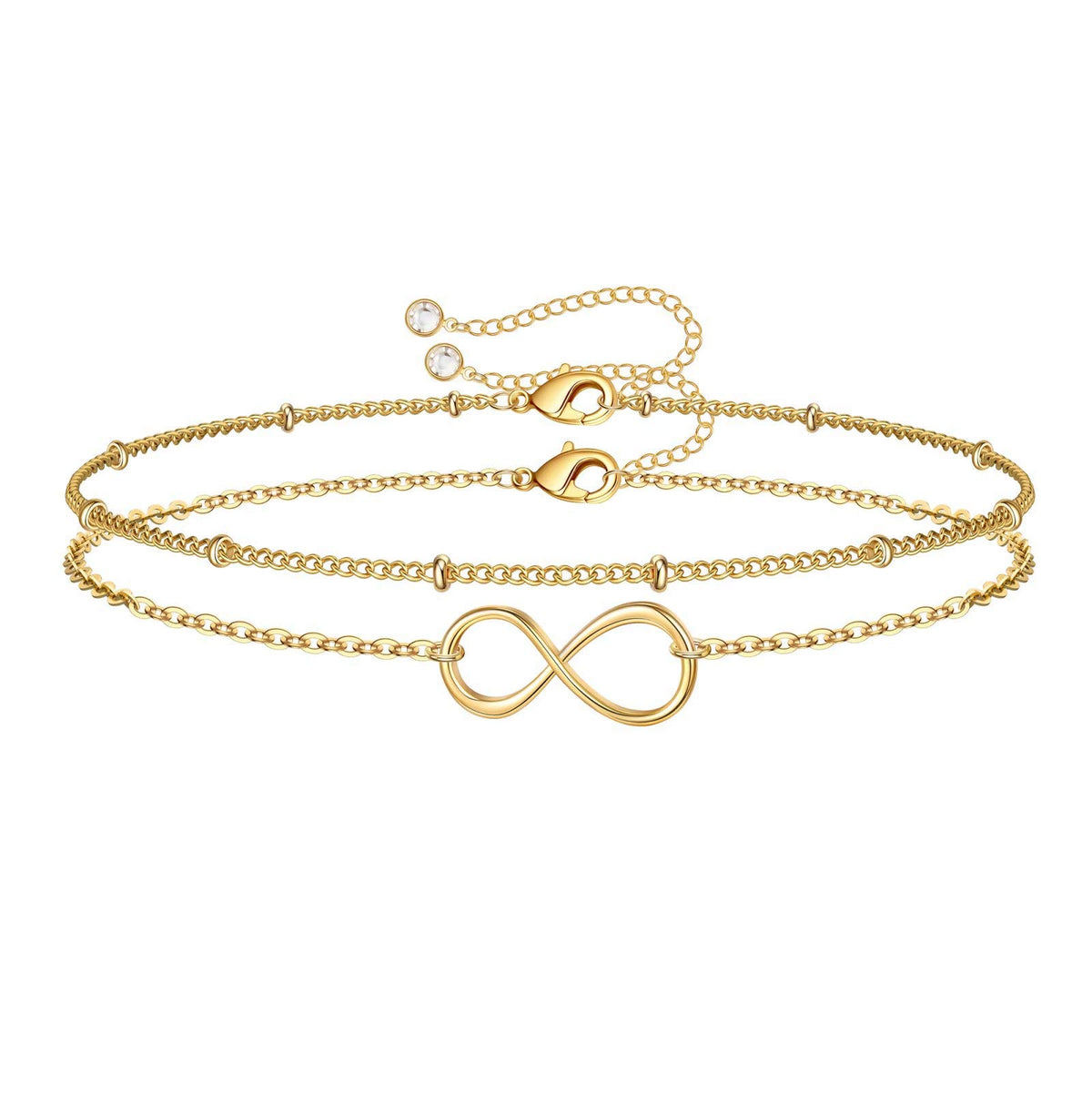 Dainty Gold Bracelets for Women, 14K Gold Plated Adjustable Layered Beads Bracelet Cute Evil Eye Oval Chain Pearl Bar Turtle Gold Bracelets for Women Jewelry