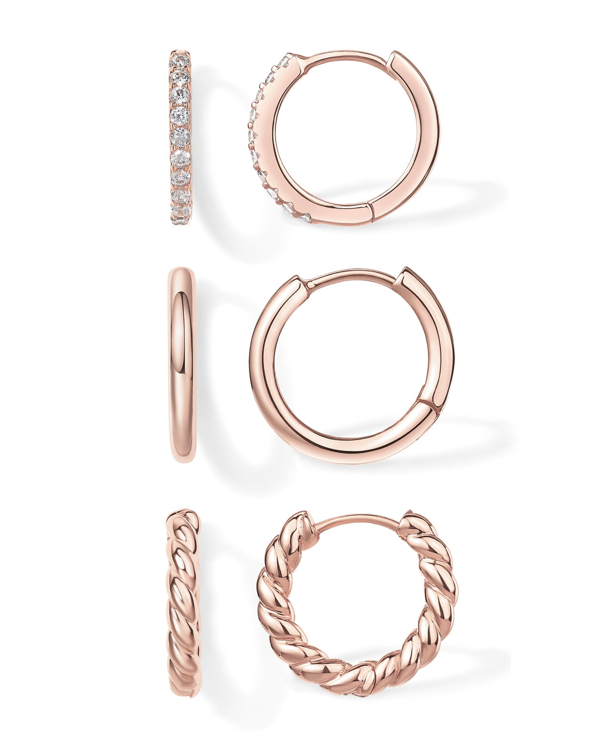 PAVOI Gold Hoop Earrings for Women, 3-Pair Small Huggie Earrings Set