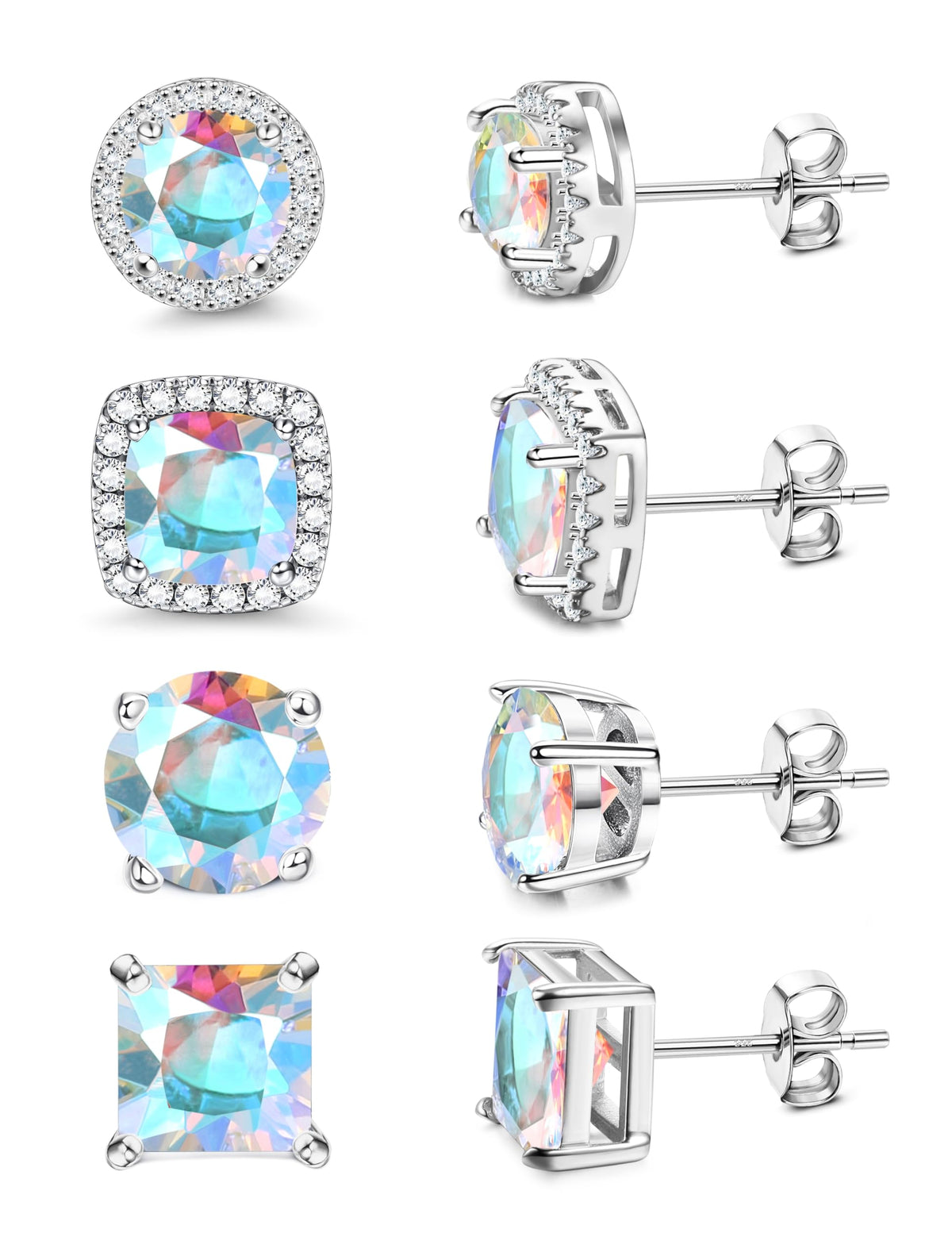 MILACOLATO S925 Sterling Silver Stud Earrings for Women Men Hypoallergenic 18K Gold Plated Cubic Zirconia Earrings Studs Brilliant Simulated Diamond Halo Earring for Sensitive Ears