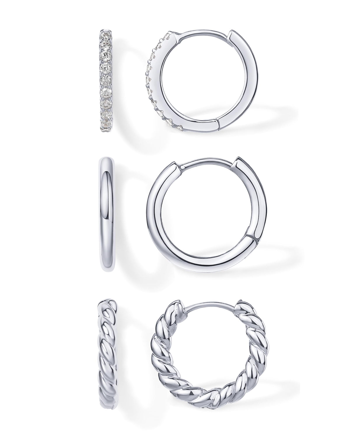 PAVOI Gold Hoop Earrings for Women, 3-Pair Small Huggie Earrings Set