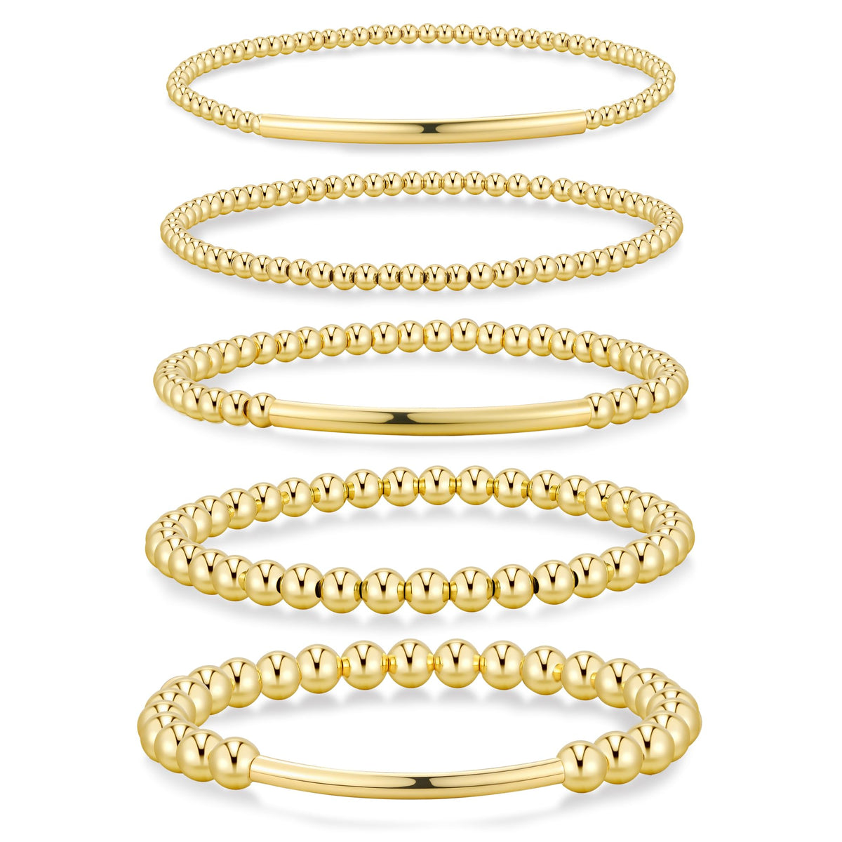 Yoosteel Gold Beaded Bracelets for Women Teen Girls, Gold Plated Jewelry
