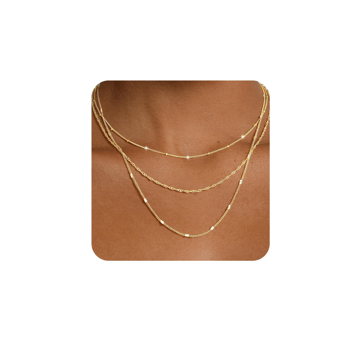 Yoosteel Layered 14k-Gold-Plated Necklace for Women,Necklaces Stack Jewelry