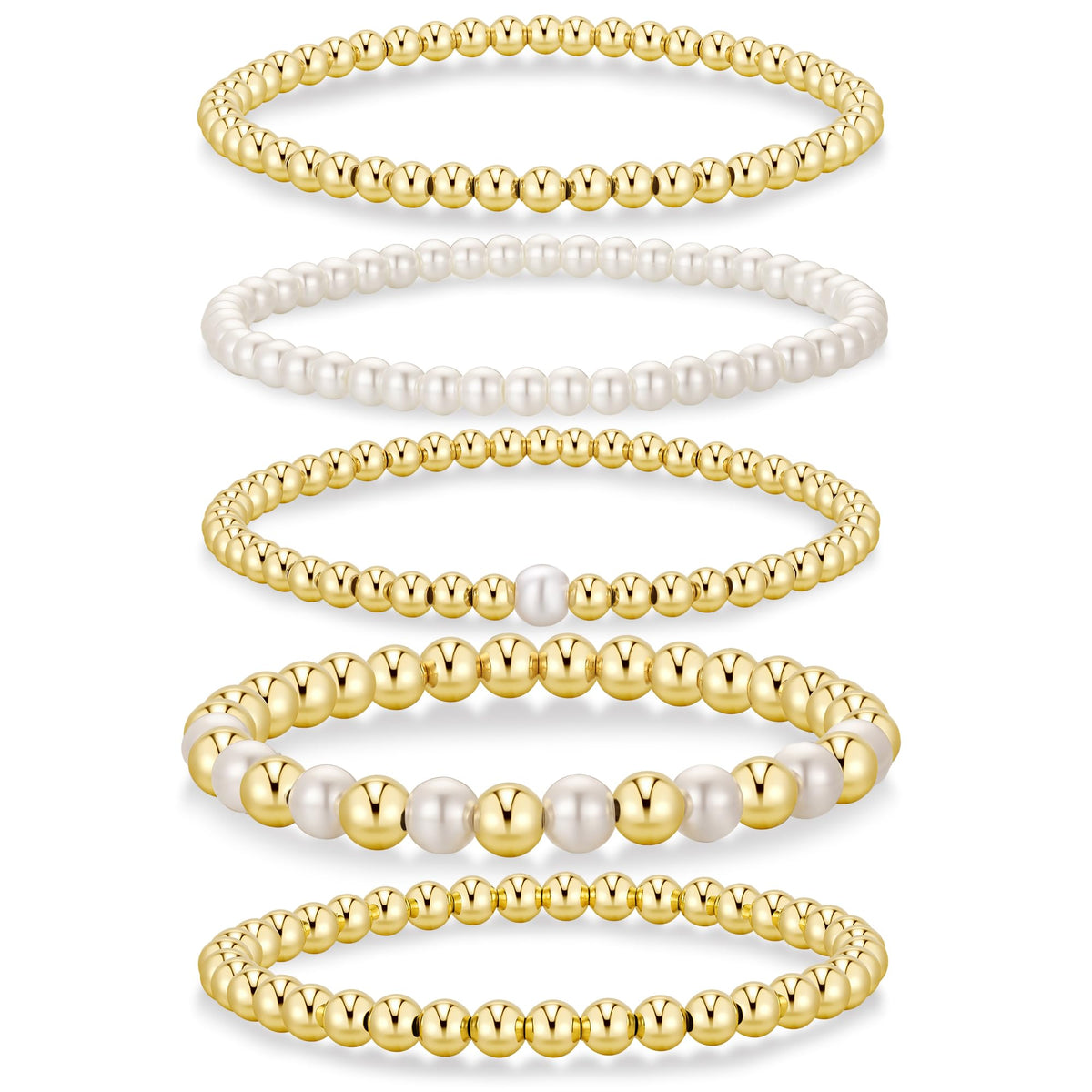 Yoosteel Gold Beaded Bracelets for Women Teen Girls, Gold Plated Jewelry