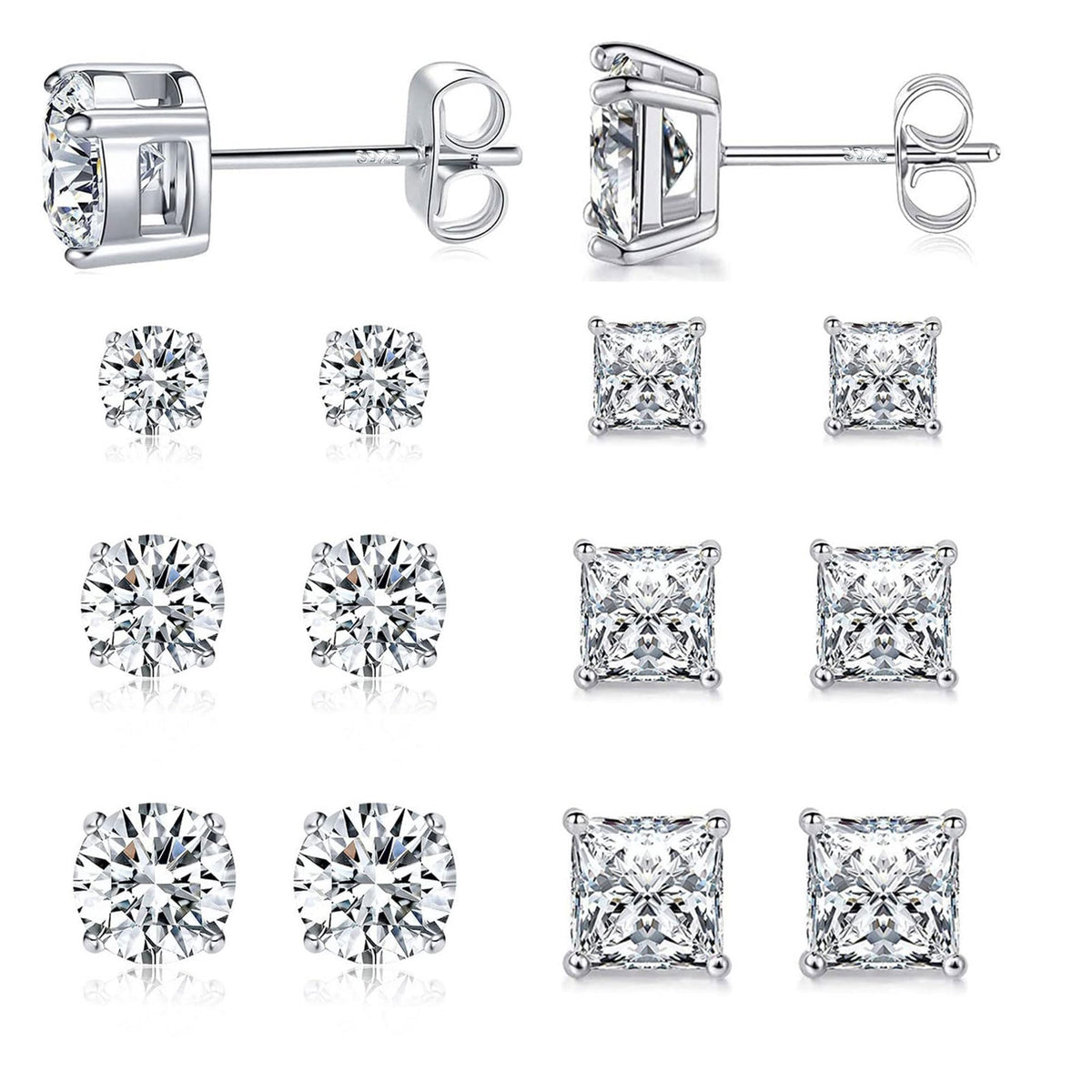 MDFUN 6 Pairs Stud Earrings for Men Women 316L Stainless Steel Earring