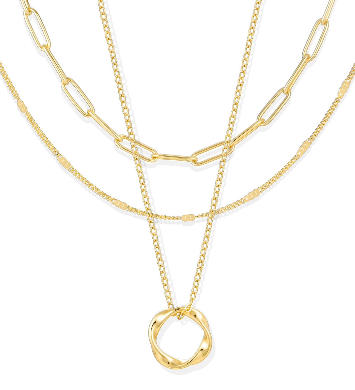 Layered Gold Necklaces for Women, 14K Plated Dainty Stackable Pendant Set