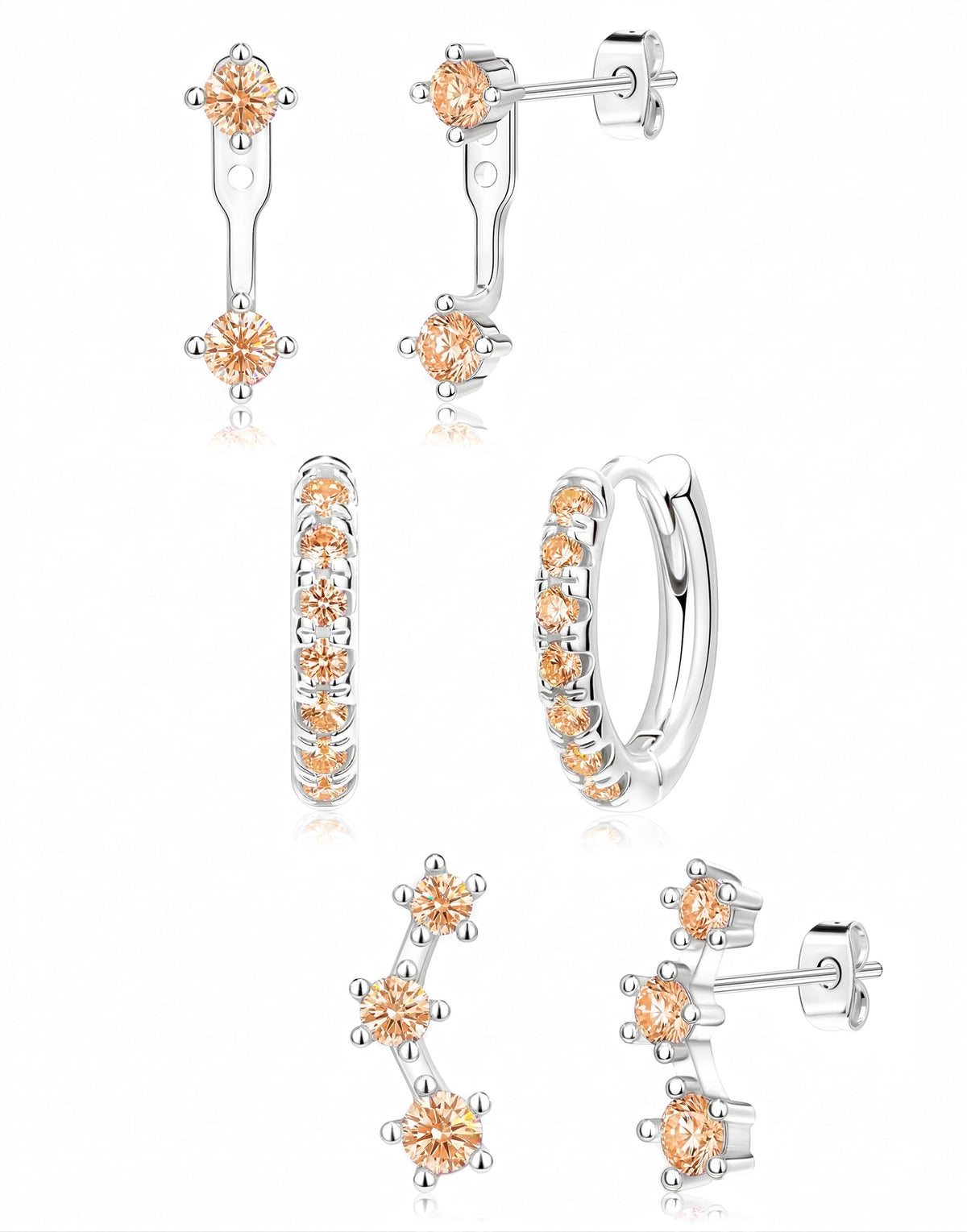 3 Pairs Dainty Small Earrings Set for Women Trendy, Birthstone Stud Huggie Hoop Jacket Stack for Cartilage Helix, Gold Plated Hypoallergenic Cute Women Fashion Accessories Western Jewelry Gifts
