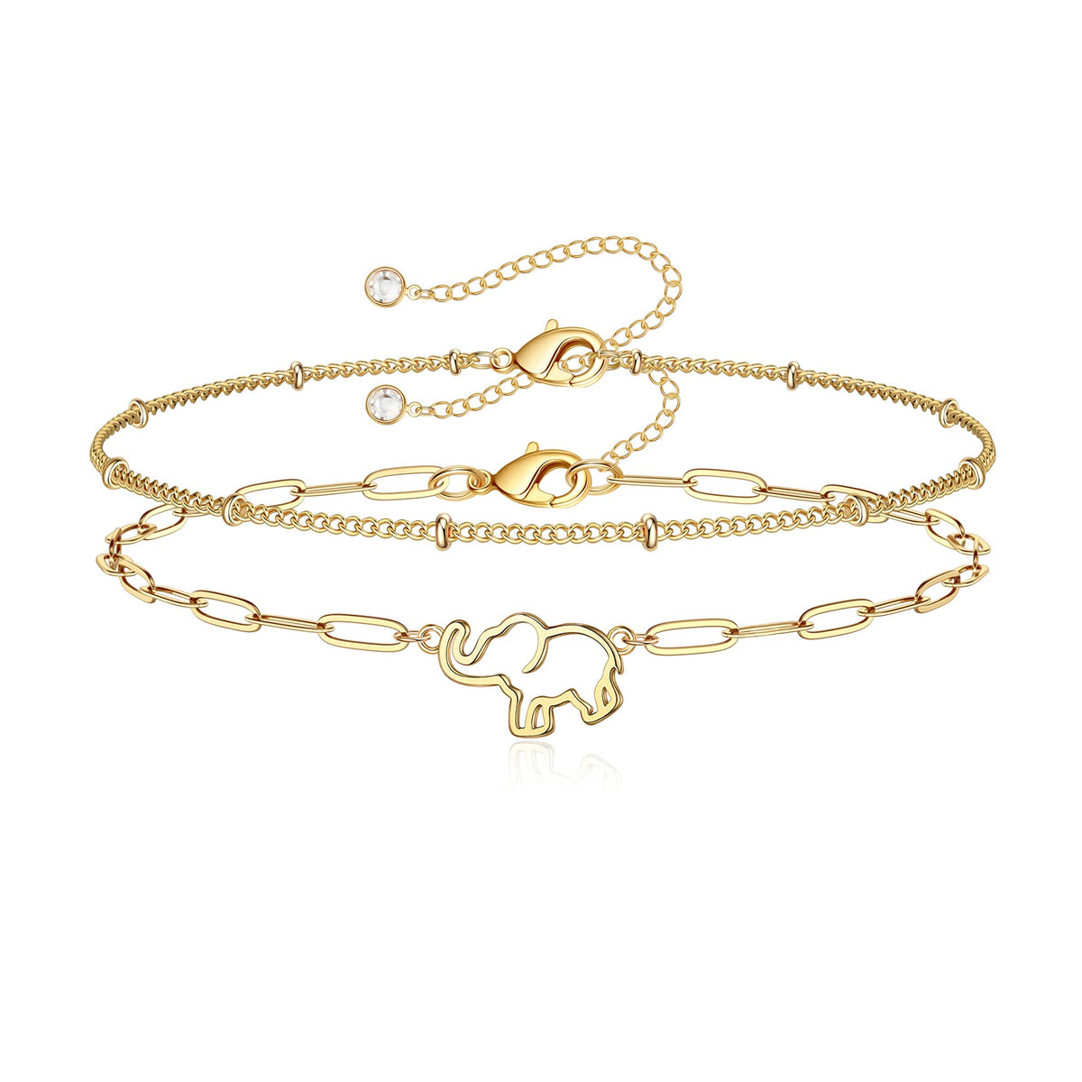 Dainty Gold Bracelets for Women, 14K Gold Plated Adjustable Layered Beads Bracelet Cute Evil Eye Oval Chain Pearl Bar Turtle Gold Bracelets for Women Jewelry