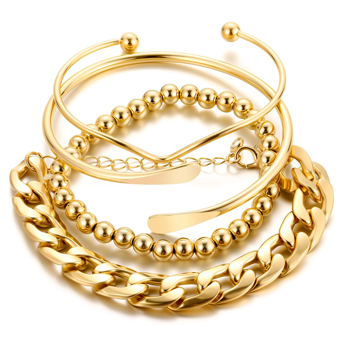 ÌF ME Gold Bangle Bracelets for Women, Indian Bangles Stackable Set, Multi Layer Textured 18K Gold Plated Chunky Bracelets Boho Jewelrys Set