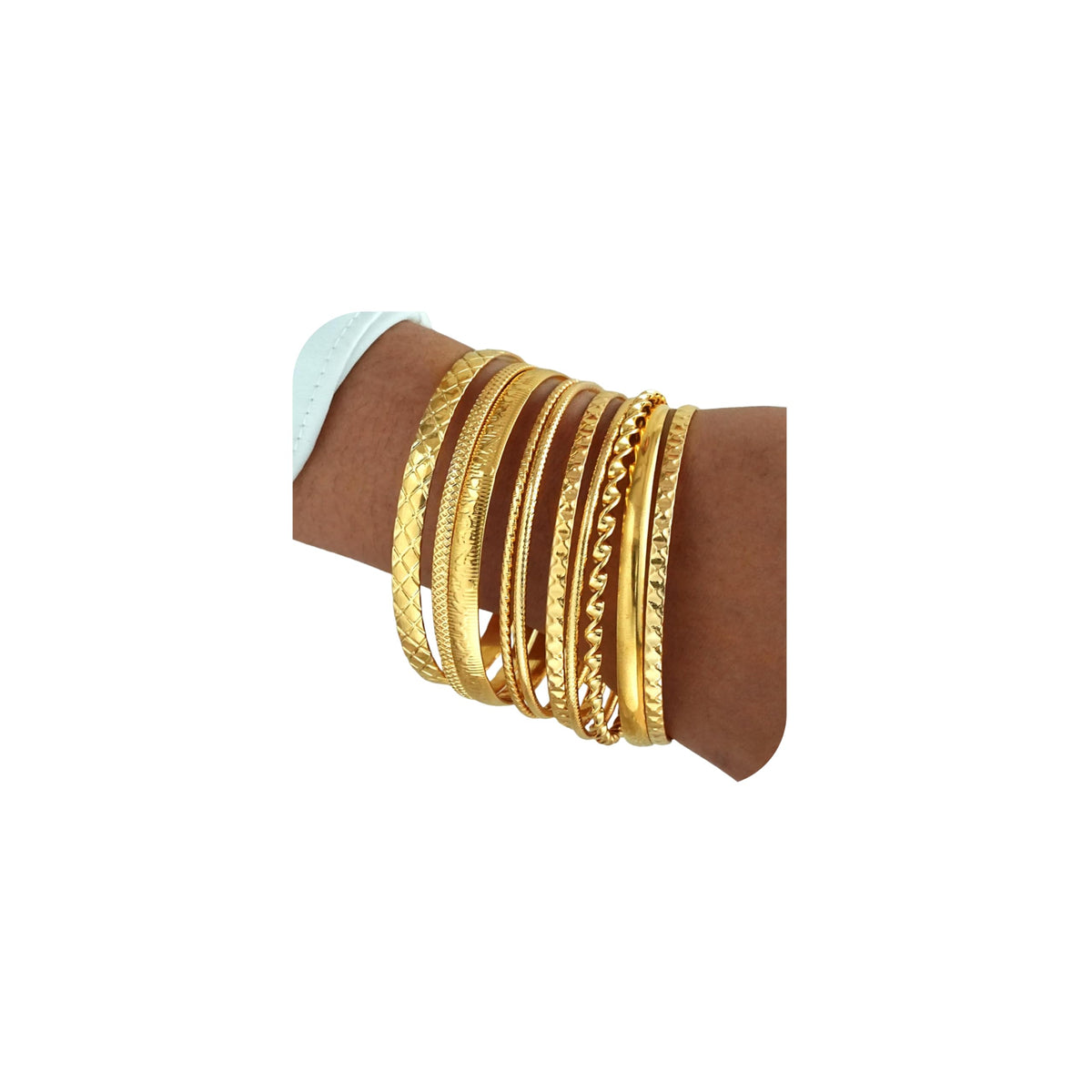 ÌF ME Gold Bangle Bracelets for Women, Indian Bangles Stackable Set, Multi Layer Textured 18K Gold Plated Chunky Bracelets Boho Jewelrys Set