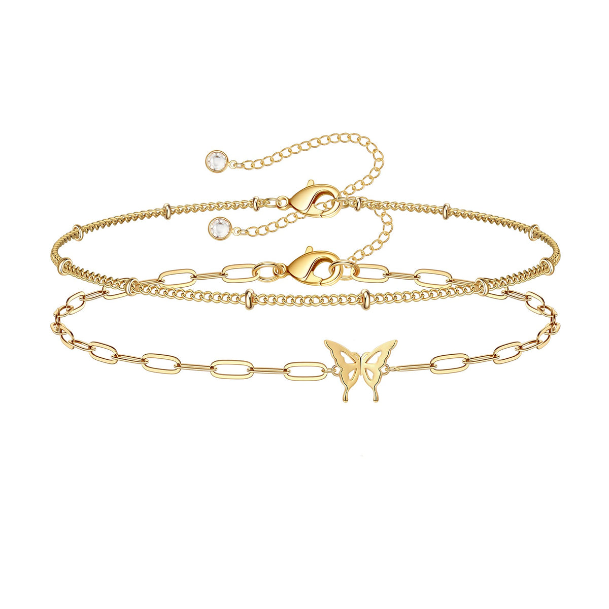 Dainty Gold Bracelets for Women, 14K Gold Plated Adjustable Layered Beads Bracelet Cute Evil Eye Oval Chain Pearl Bar Turtle Gold Bracelets for Women Jewelry