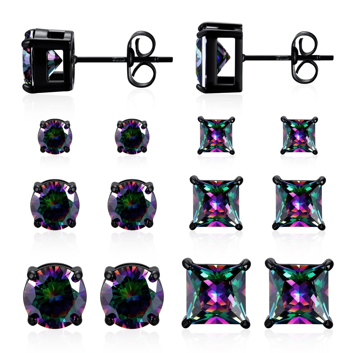 MDFUN 6 Pairs Stud Earrings for Men Women 316L Stainless Steel Earring