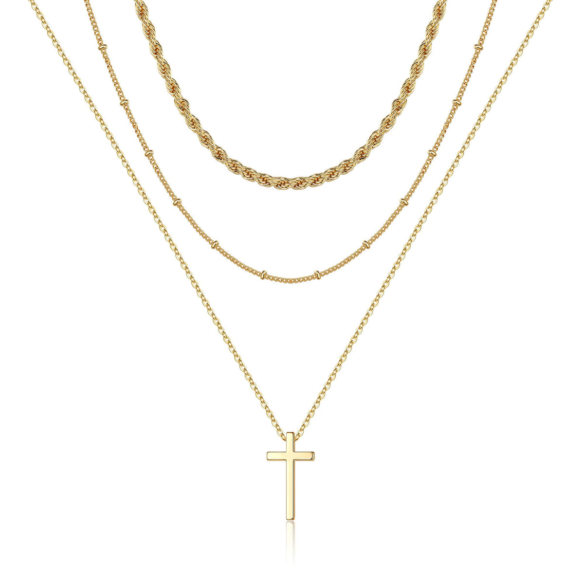 Turandoss Dainty Layered Choker Necklace, Handmade Y Pendant Necklace Multilayer Bar Disc Necklace Adjustable Layering Choker Necklaces for Women
