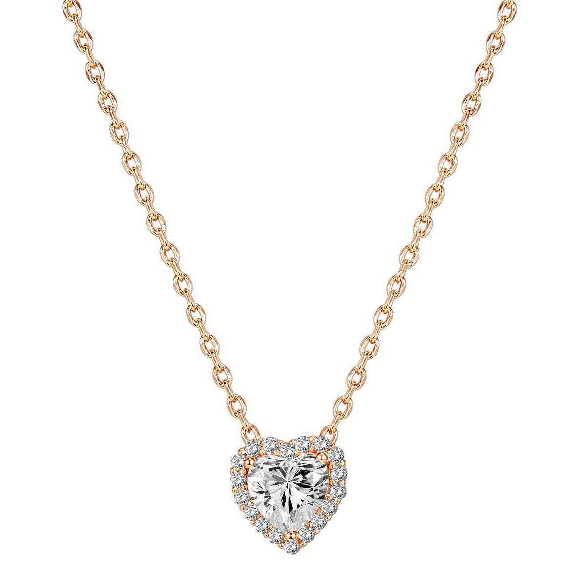 PAVOI 14K Gold Plated Post Faux Diamond Round Solitaire Pendant Halo Necklace | Gold Necklace for Women | Slider Adjustable
