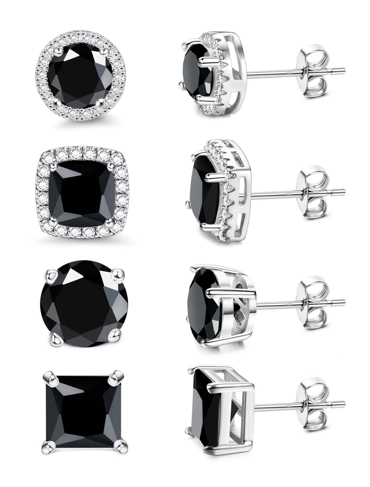 MILACOLATO S925 Sterling Silver Stud Earrings for Women Men Hypoallergenic 18K Gold Plated Cubic Zirconia Earrings Studs Brilliant Simulated Diamond Halo Earring for Sensitive Ears