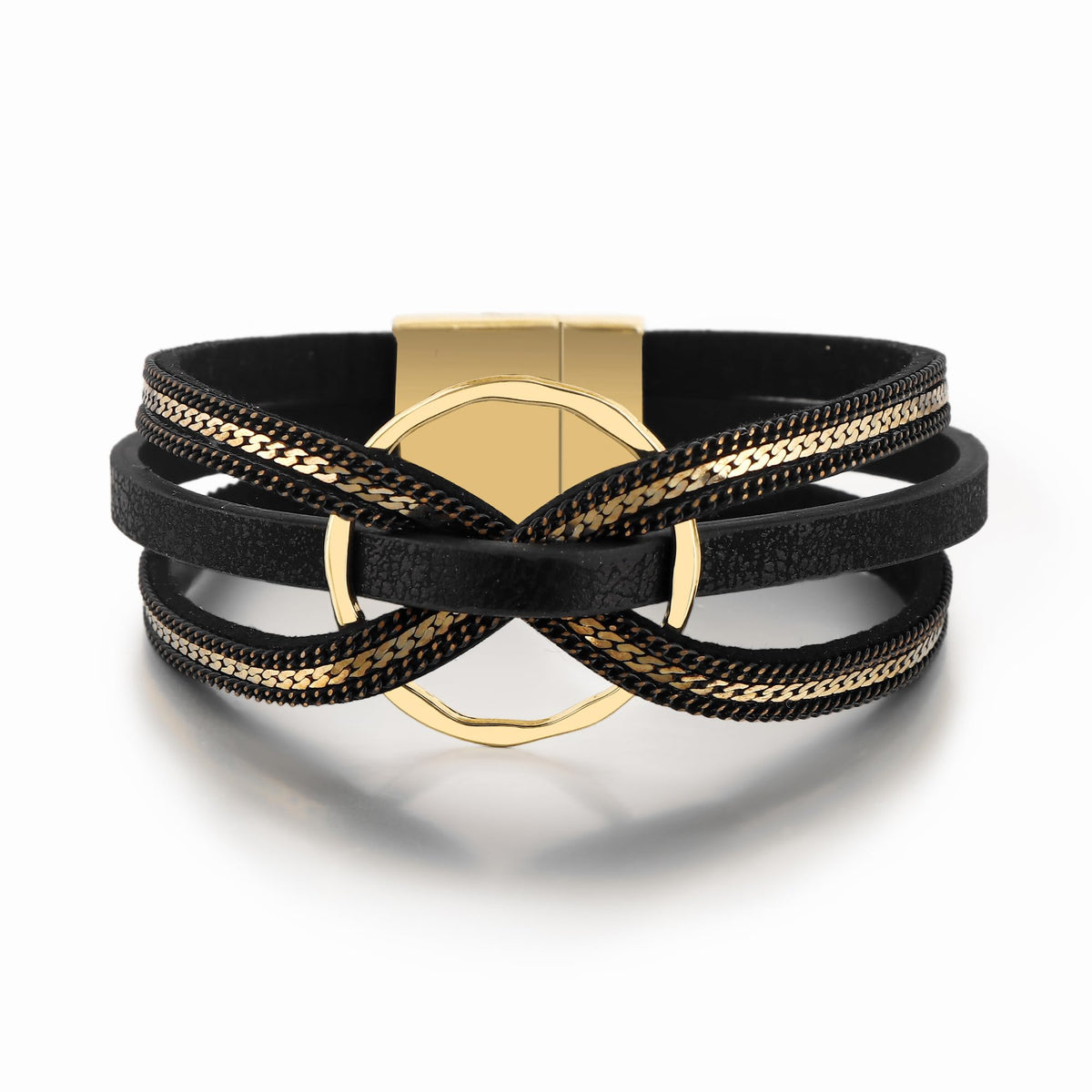 Edoneery Leather Wrap Bracelets for Women, Boho Layered Cuff Bangle