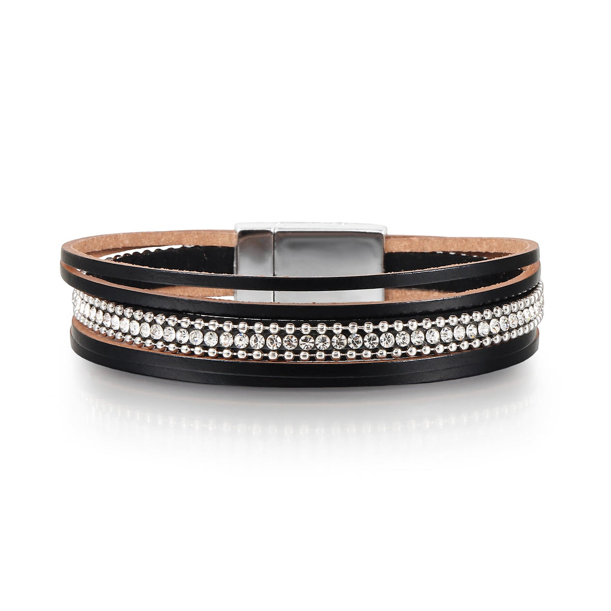 Edoneery Leather Wrap Bracelets for Women, Boho Layered Cuff Bangle