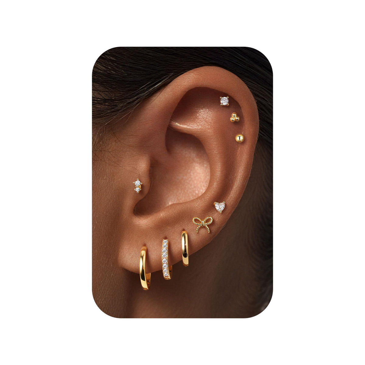 M MOOHAM 9 Pairs Flat Back Earring Stack Set for Women Teen Girls