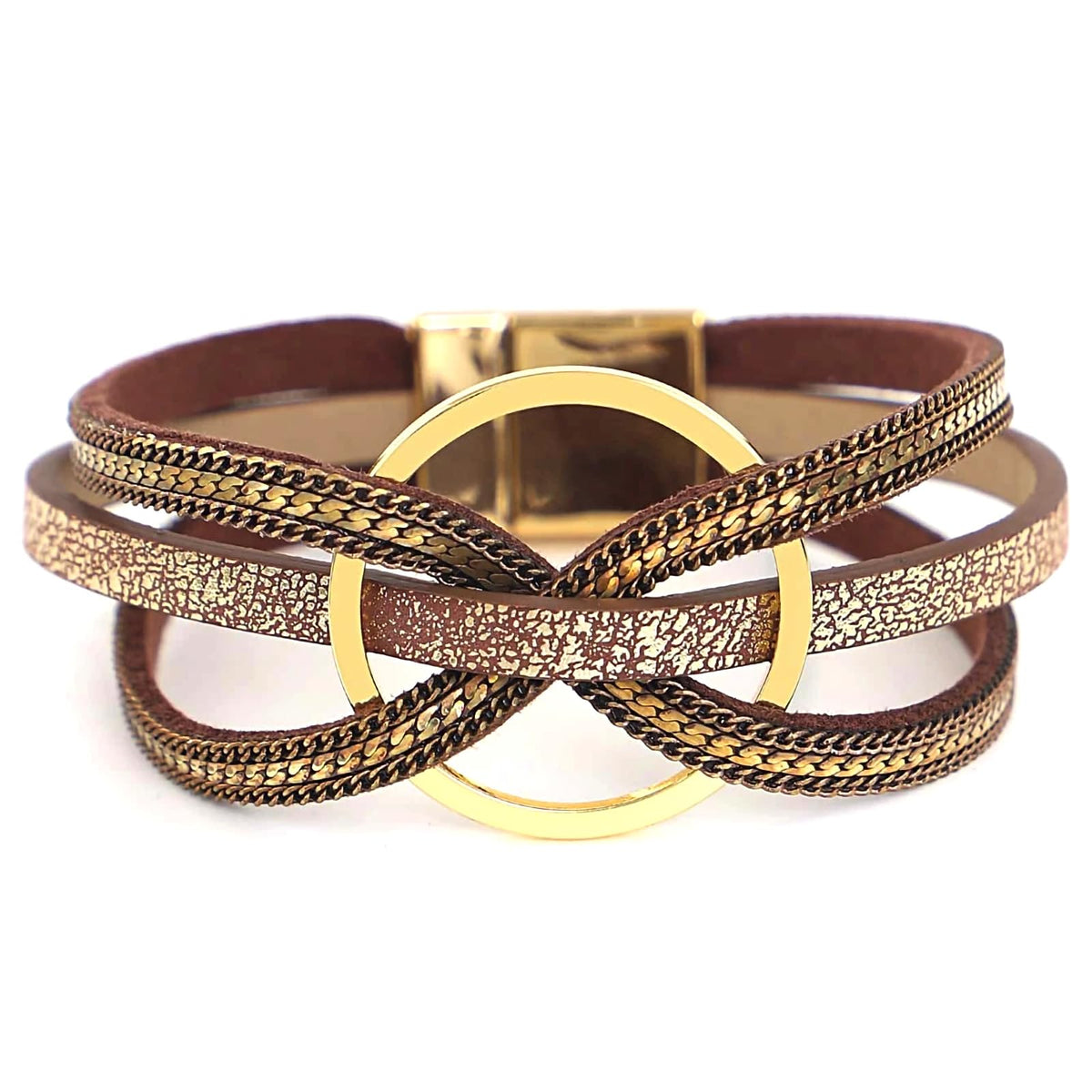 Fesciory Leather Wrap Bracelet for Women, Boho Western Layered Cuff Jewelry