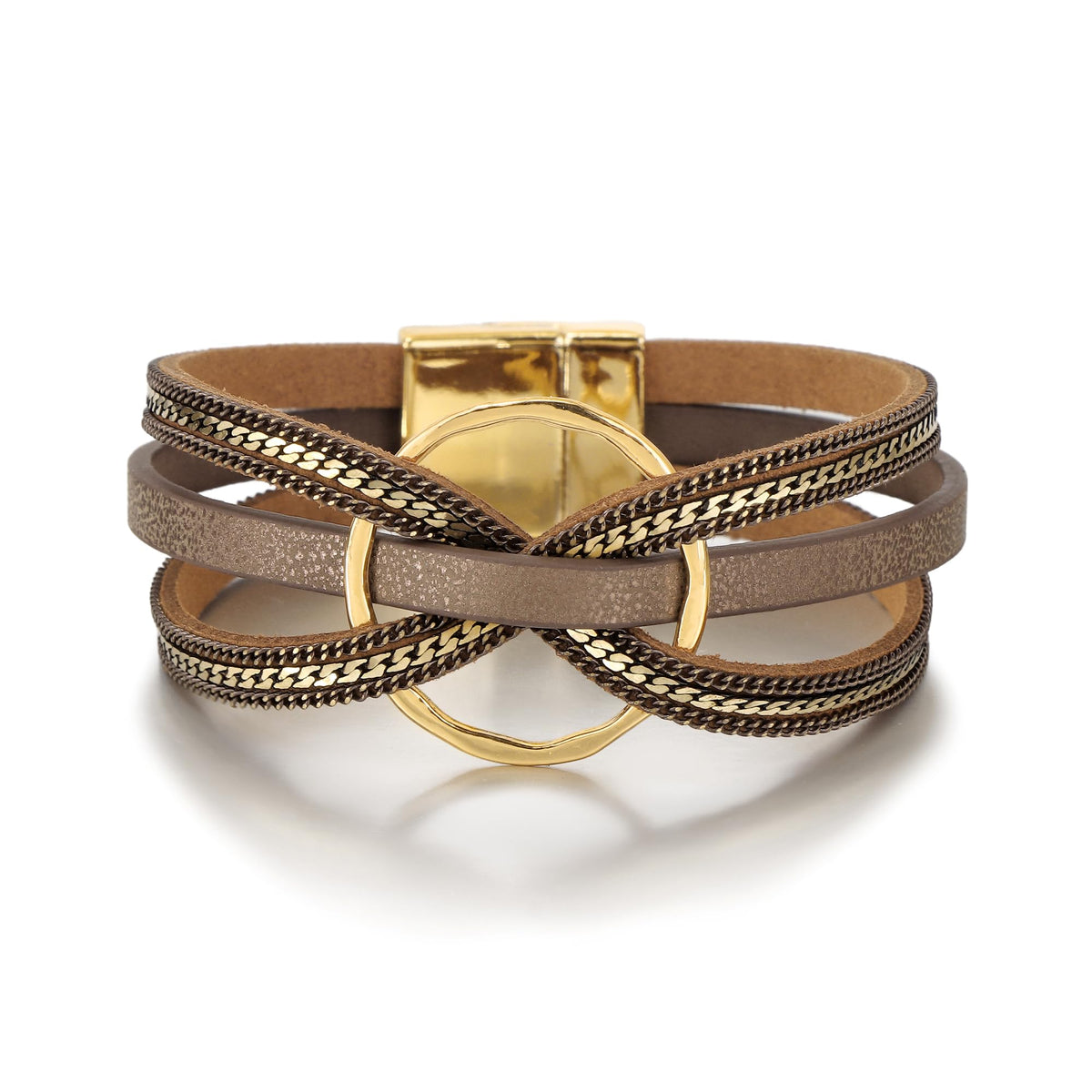 Edoneery Leather Wrap Bracelets for Women, Boho Layered Cuff Bangle