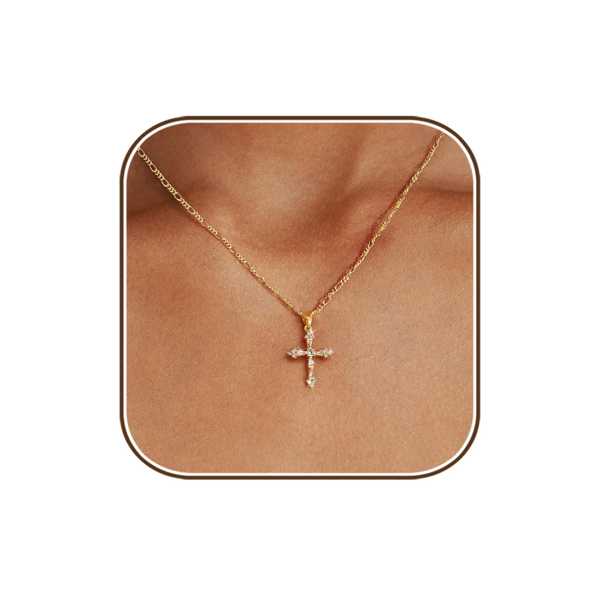 Cross Necklace for Women,14K Gold Plated Cross Pendant Necklace Jewelry