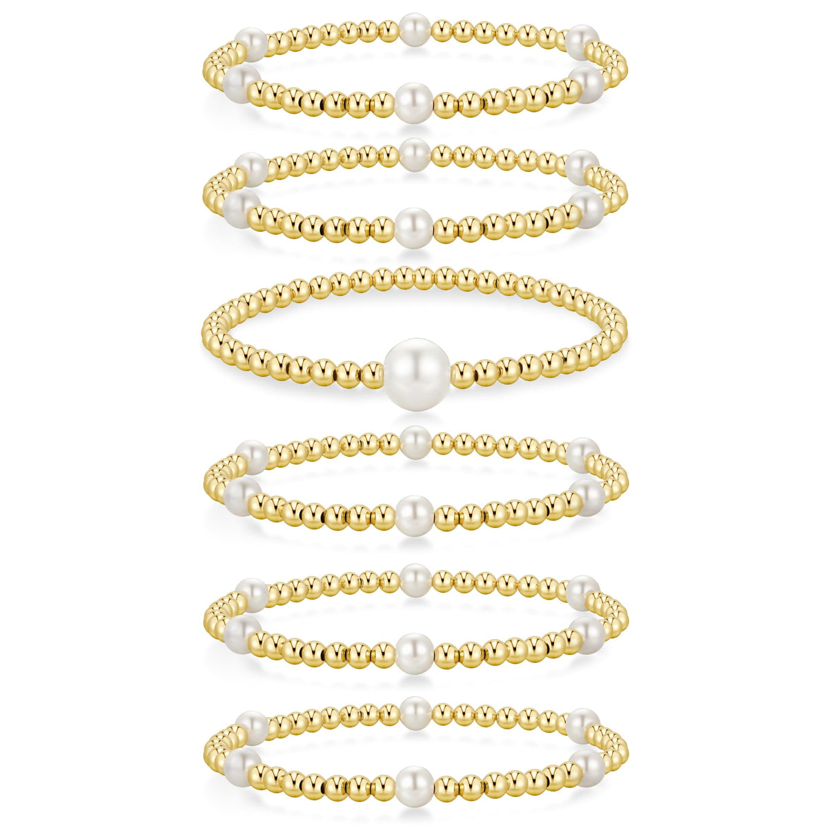 Yoosteel Gold Beaded Bracelets for Women Teen Girls, Gold Plated Jewelry