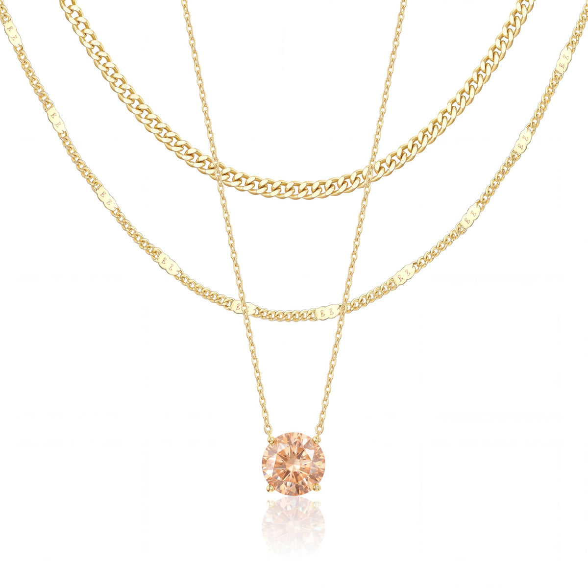 WomenGifts Layered Gold Necklaces for Women, 14K Gold Sterling Silver Plated Dainty Pendant Necklace Set Non Tarnish, Chunky Stackable Cuban Chain Choker, Trendy Birthstone Vacation Jewelry Gift