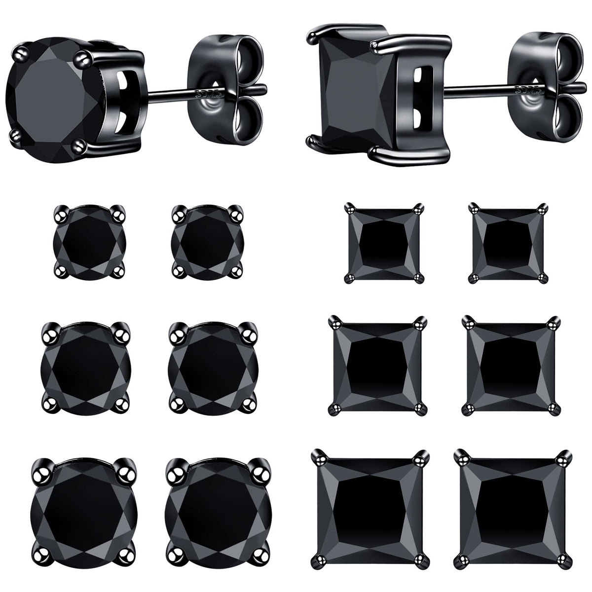 MDFUN 6 Pairs Stud Earrings for Men Women 316L Stainless Steel Earring